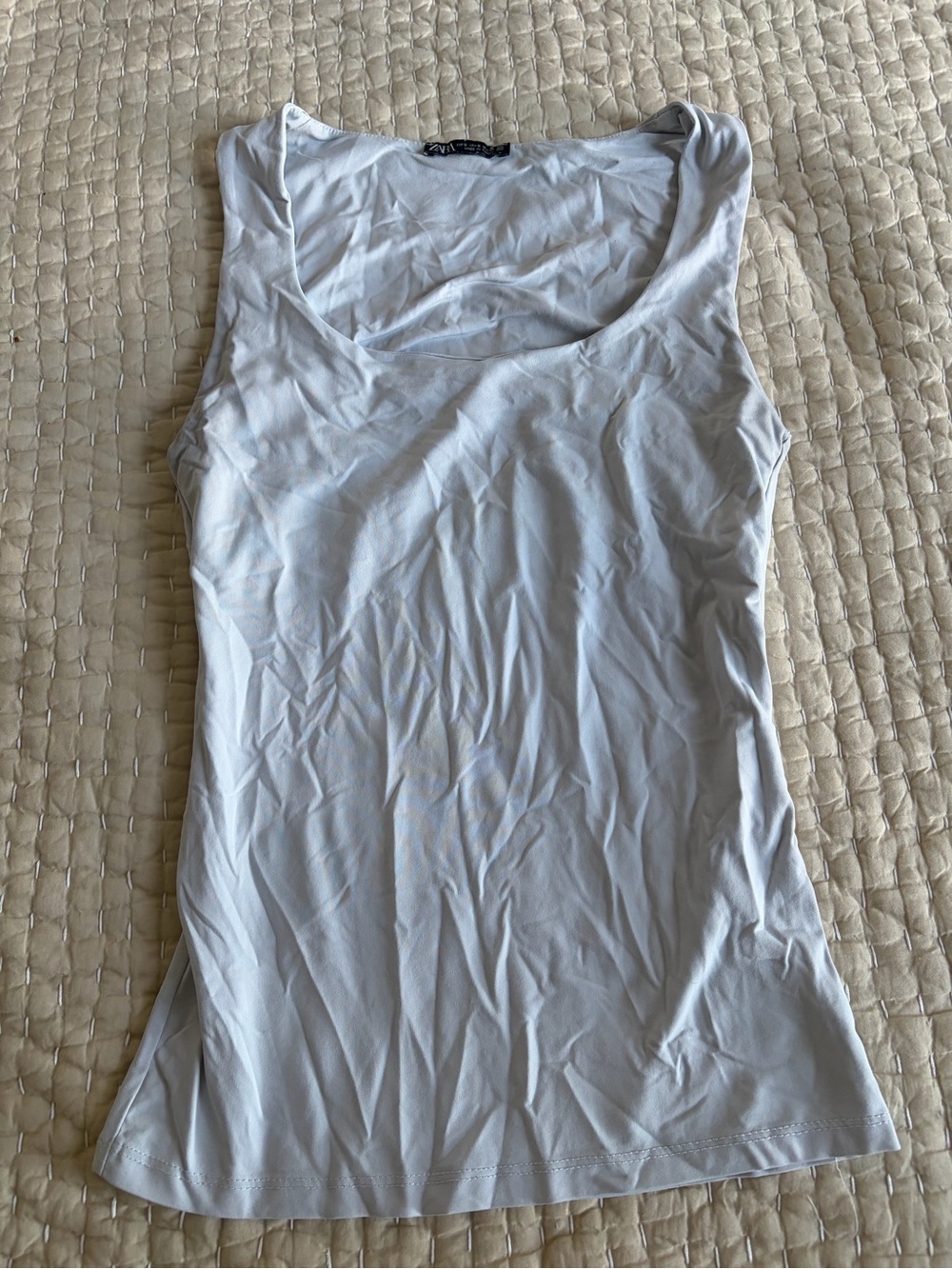 Zara White Scoop Neck Tank Top